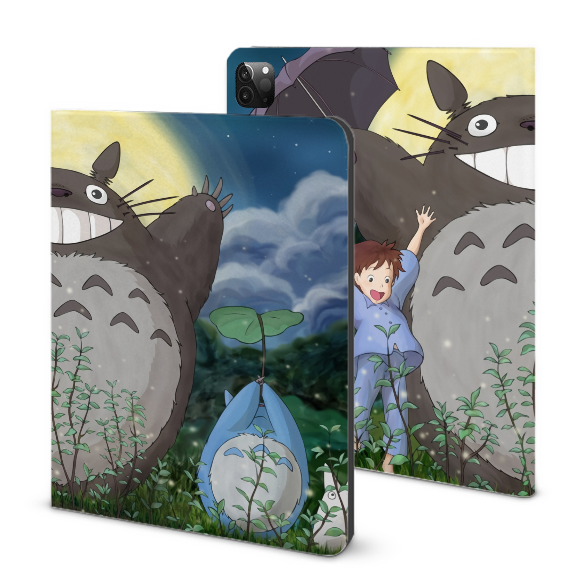 （画像用） となりのトトロ 草壁メイ 草壁サツキ My Neighbor Totoro Satsuki Kusakabe Mei Kusakabe IPadケース ペンホルダー付き ブックスタイルデザイン